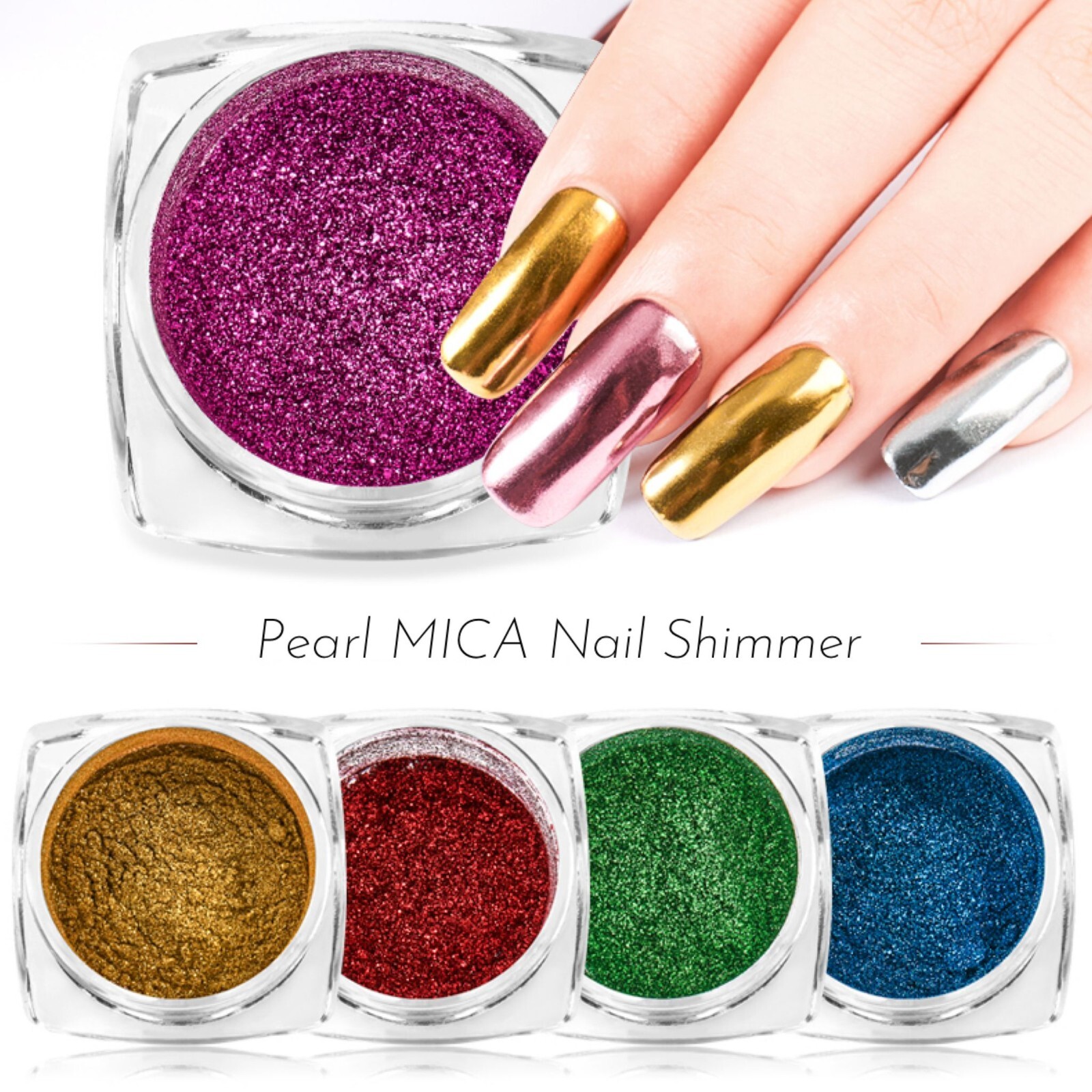 Pearl Nail Powder Shimmer Colour Pigment Eye Shadow Sparkling Crystal Mirror Art