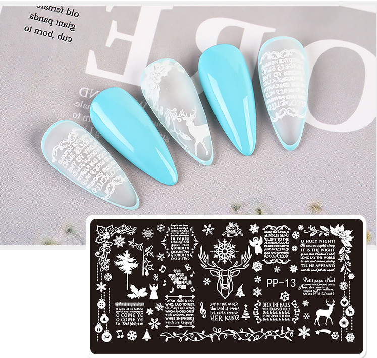 Pattern Nail Stamping Plates Flower Butterfly Snowflake Line Image Template Tool