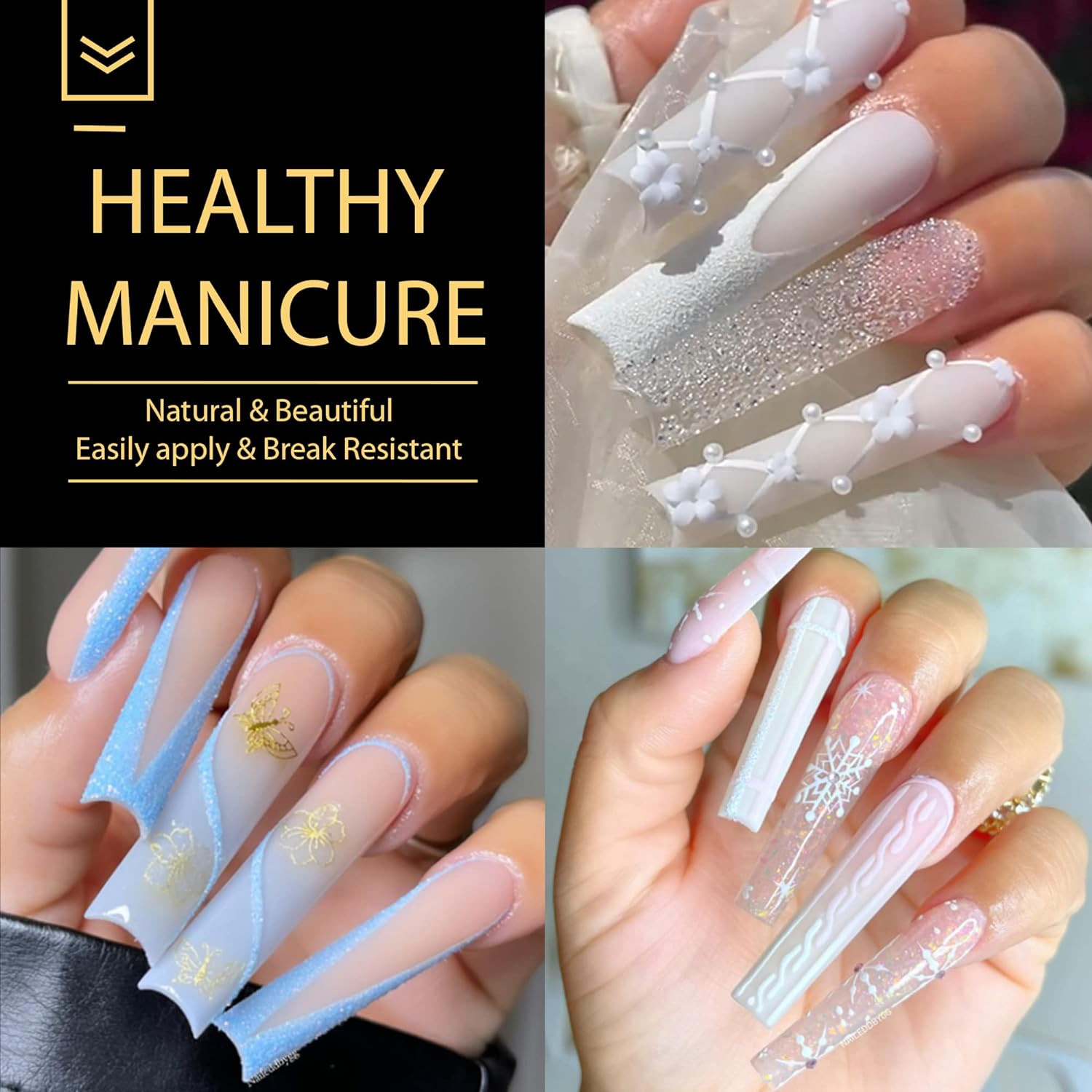 Extra Long Square Nail Tips Pre-Filed 240Pcs Square Gel Nail Tips | No C Curve X