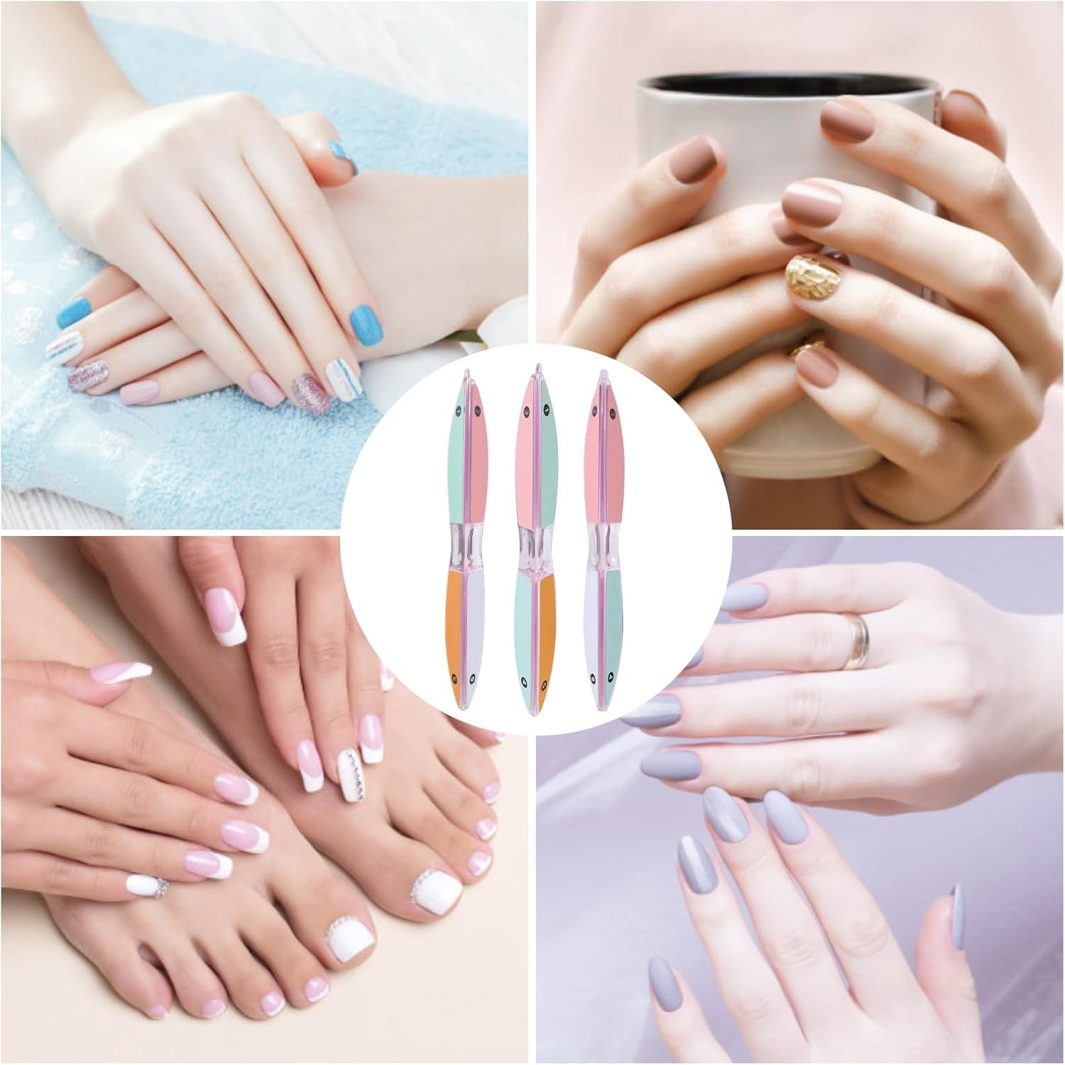 6 Sided Nail File and Nail Buffers, Multi-Functal Nail File for Shaping