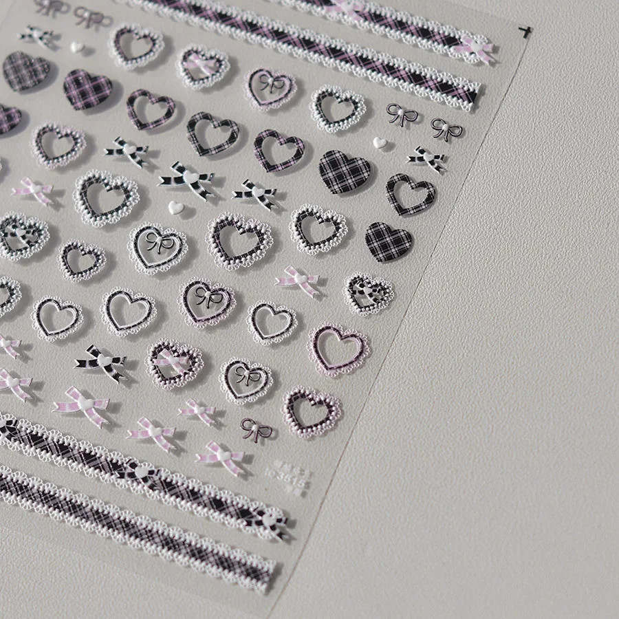 5D Relief Lace Nail Art Stickers 3D Embossed Decals Self Adhesive Manicure DIY