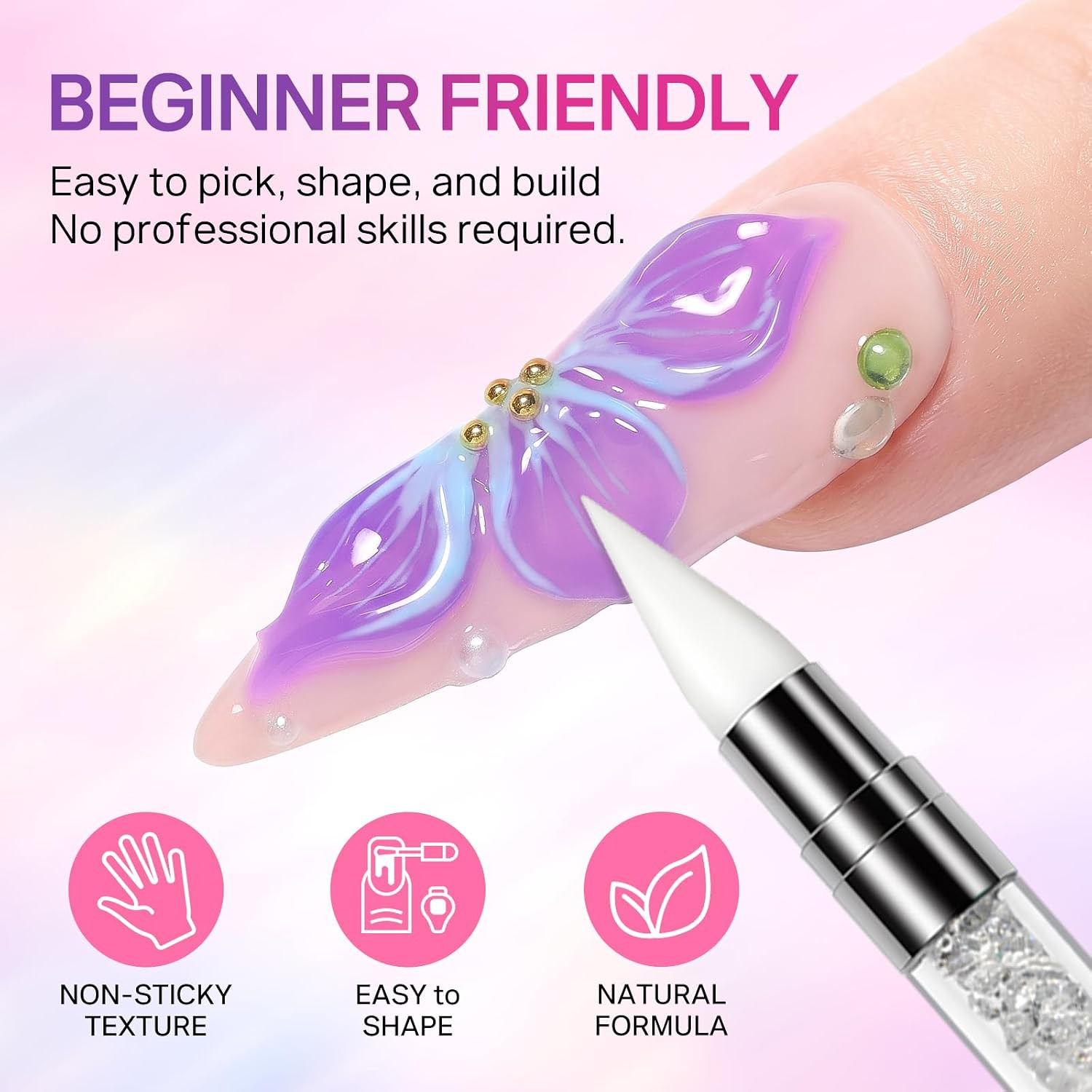 3D Nail Scupting Gel for Nail Art, 6PCS Neon Colors Non-Sticky 3-In-1 Molding Ge