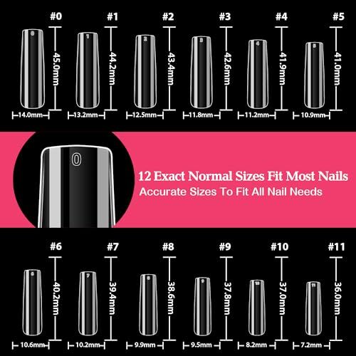 Extra Long Tapered Sqaure Nail Tips Full Cover 504pcs No C Curve Full Square