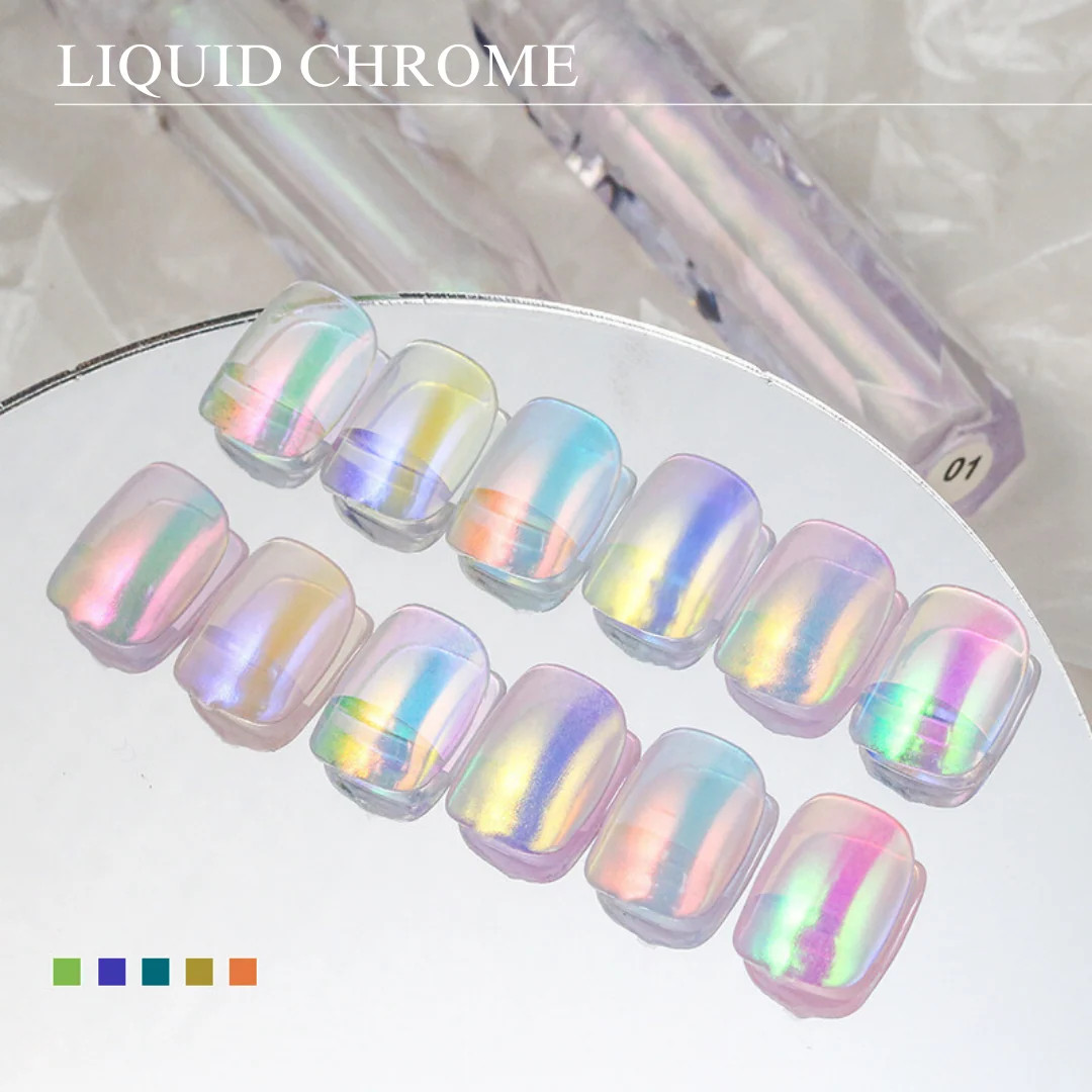 Liquid Chrome Overlay Mirror Effect Nail Chrome