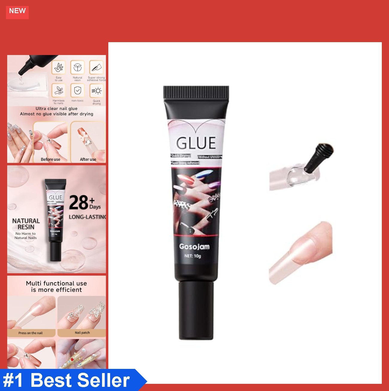 Nail Glue for Press On Nails 10g Fast Drying No UV Light Needed Strong Water