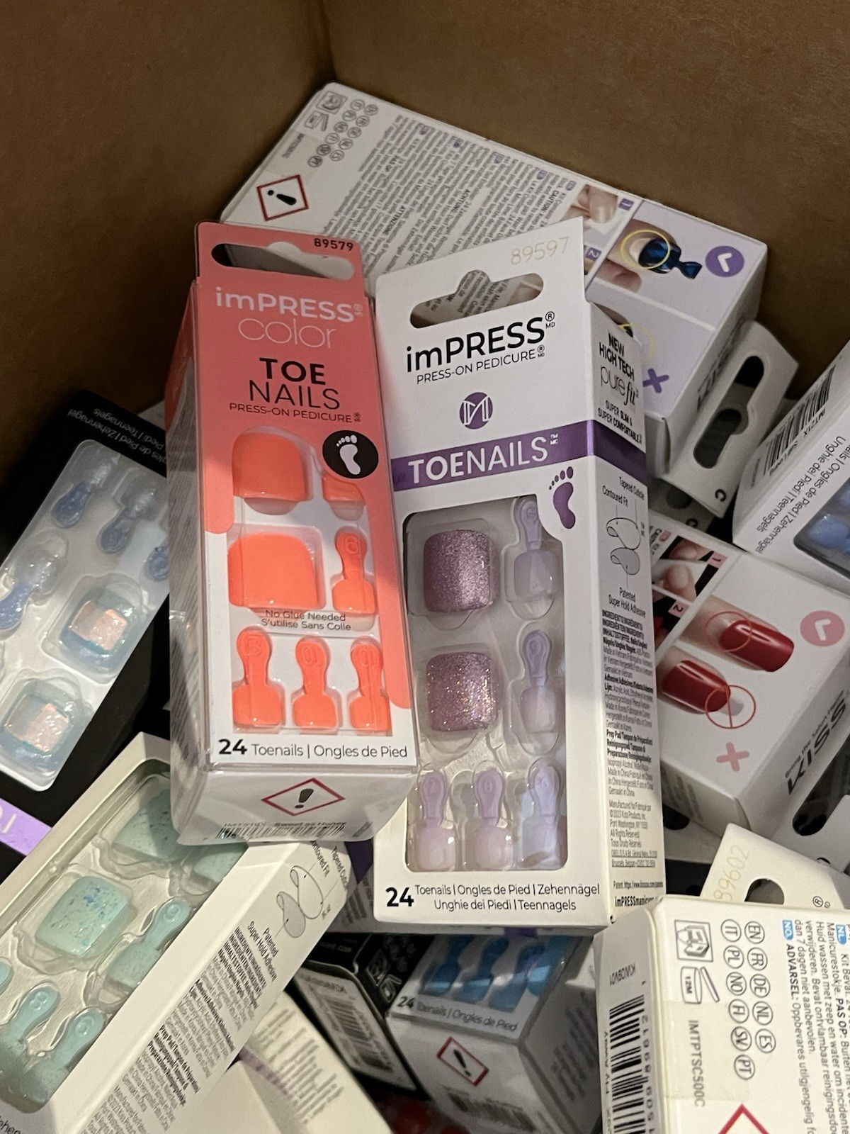 3 Random Packs of Impress Press-On Pedicure Toenails 24 Toe Nails Per Pack