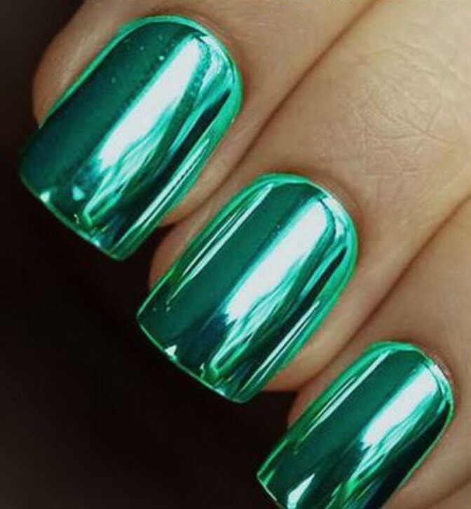 Turquoise Nail Powder Mirror Chrome Nails Teal Shiny Effect Mermaid Pigment Dust