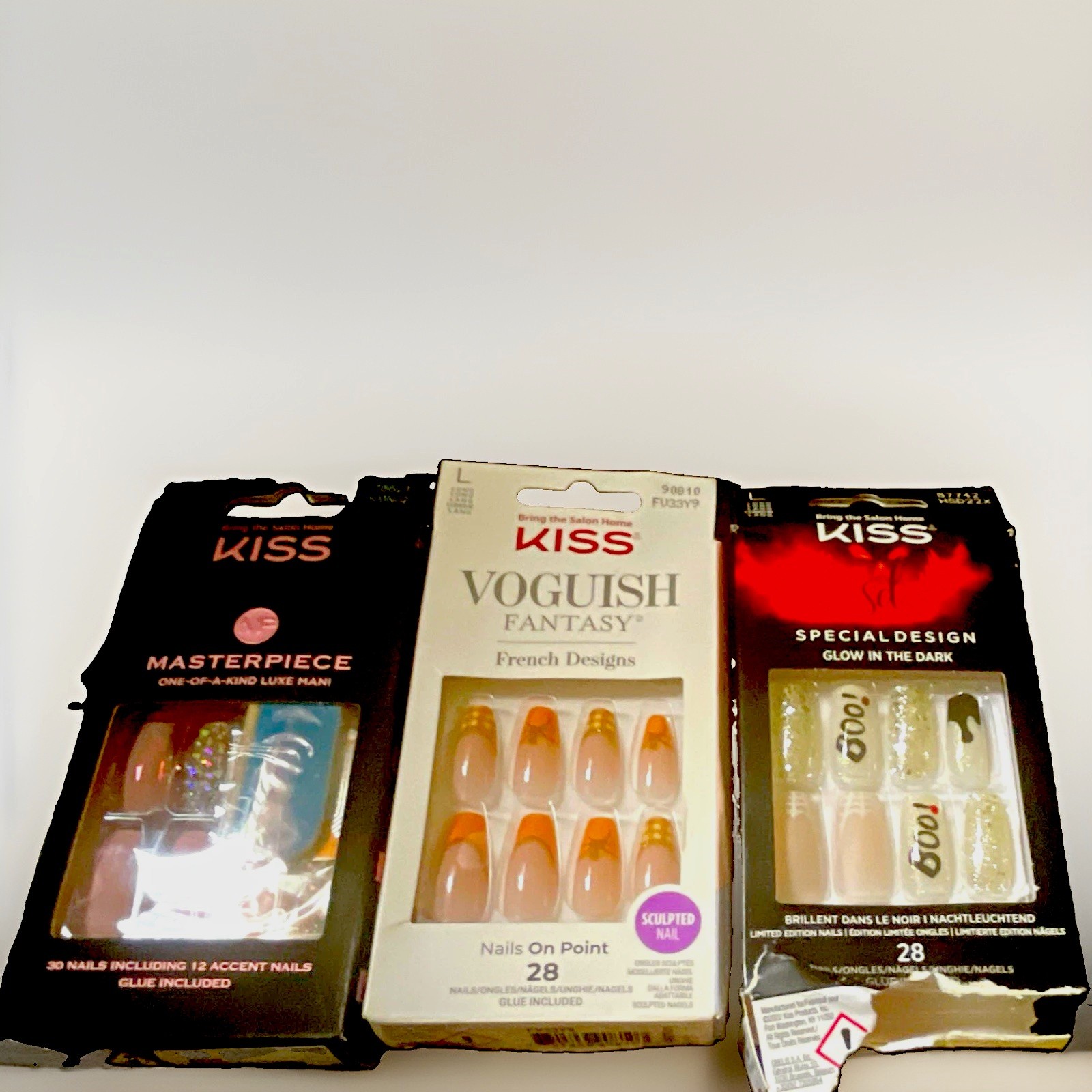 KISS Pre-Designed Press-On Nails Long Square Multicolor French Halloween