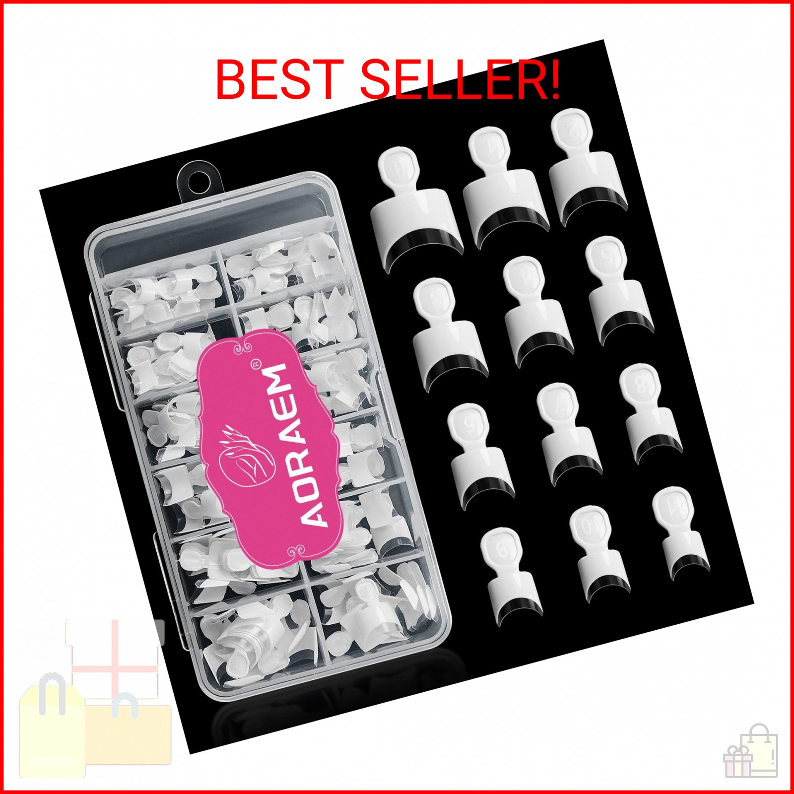 AORAEM 120 PCS Acrylic White Short French Nail Tips