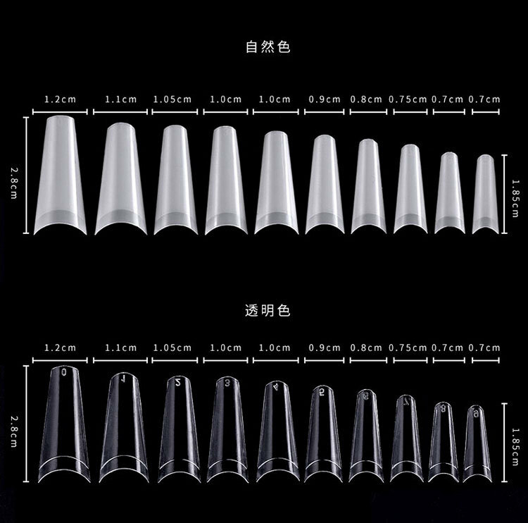 1000 Pcs Natural Seamless C Curve French Half Cover Acrylic Nail Art False Tips
