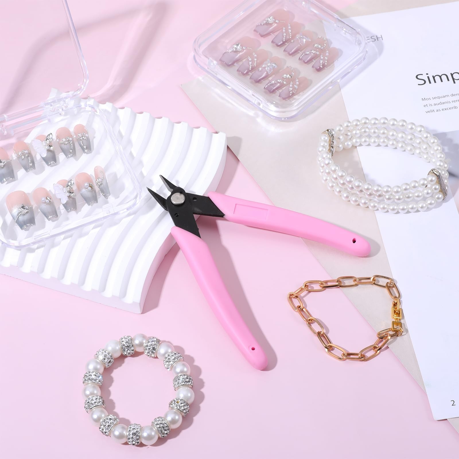Rhinestone Remover, Pink 5″ Remover Nipper, Metal Nail Art