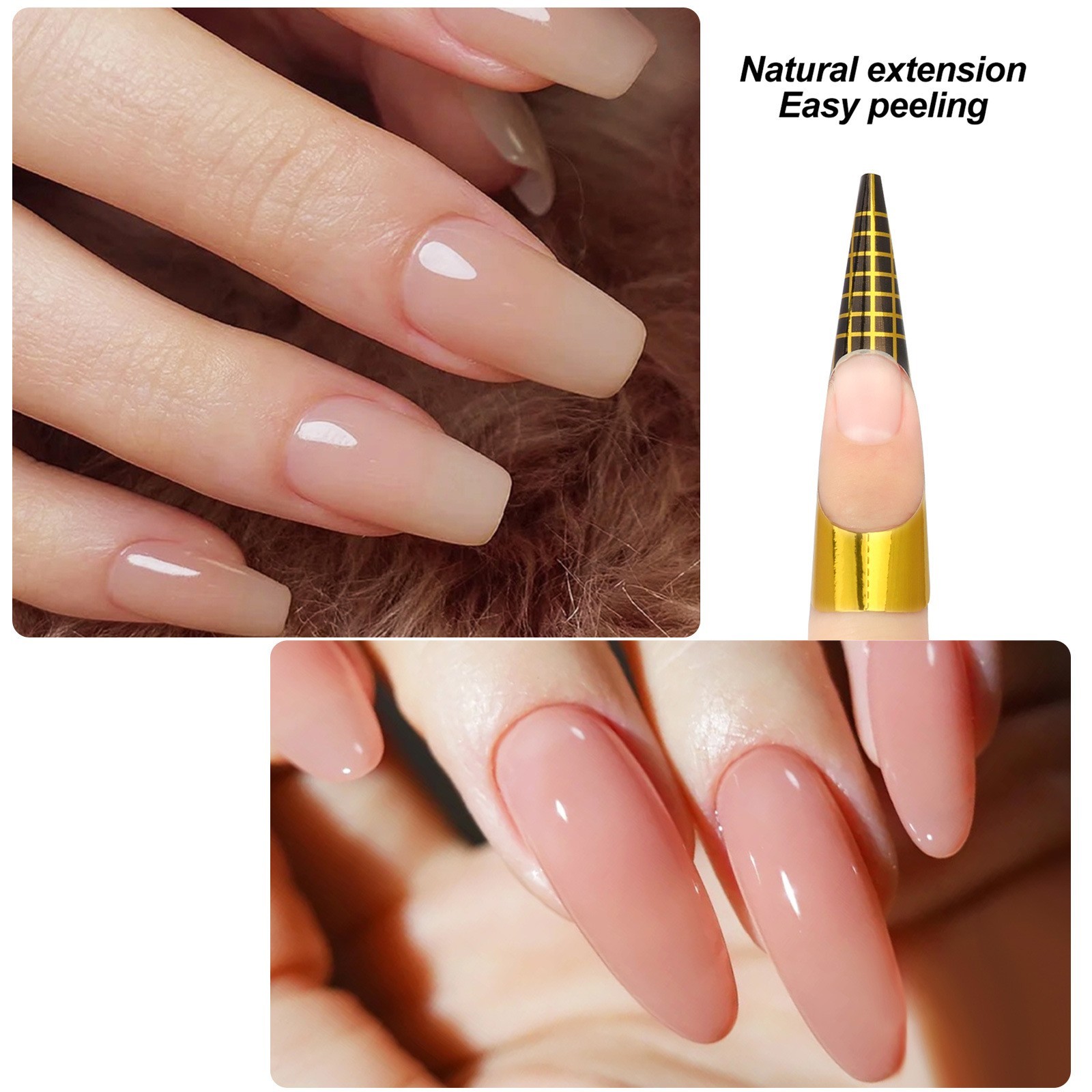 500Pcs Golden Nail Art Tips Extension Forms Guide French DIY Tool Acrylic UV Gel