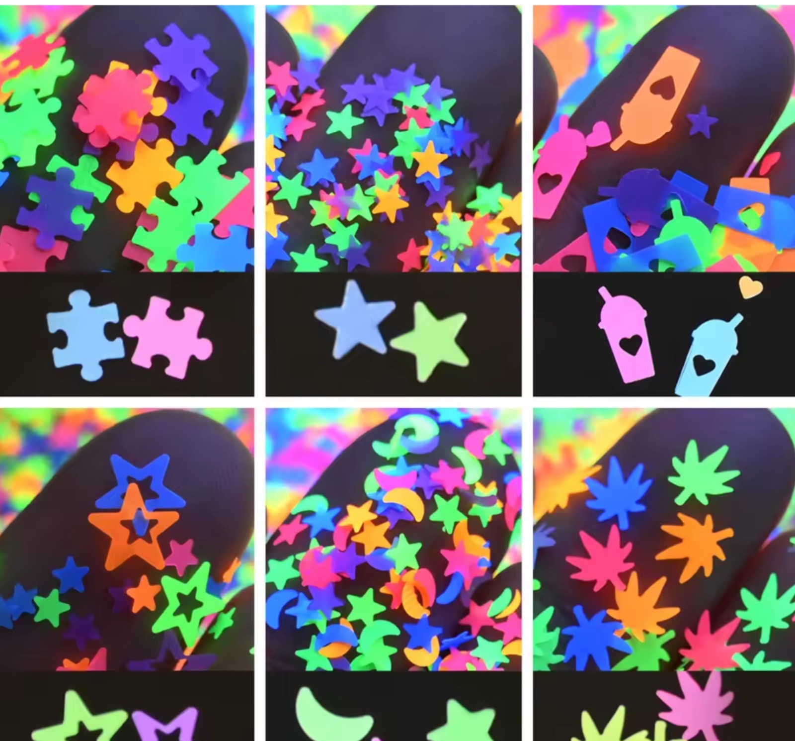 neon bags of glitter