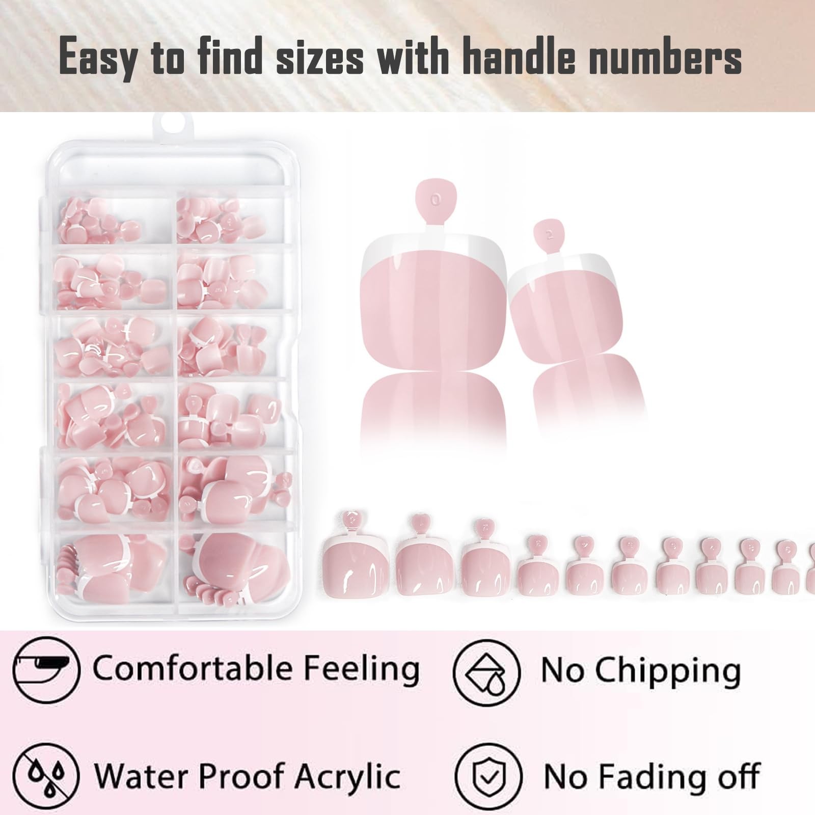 120Pcs Press On Toenails Short, White French Tips Toe Nail Press Ons for Perf…