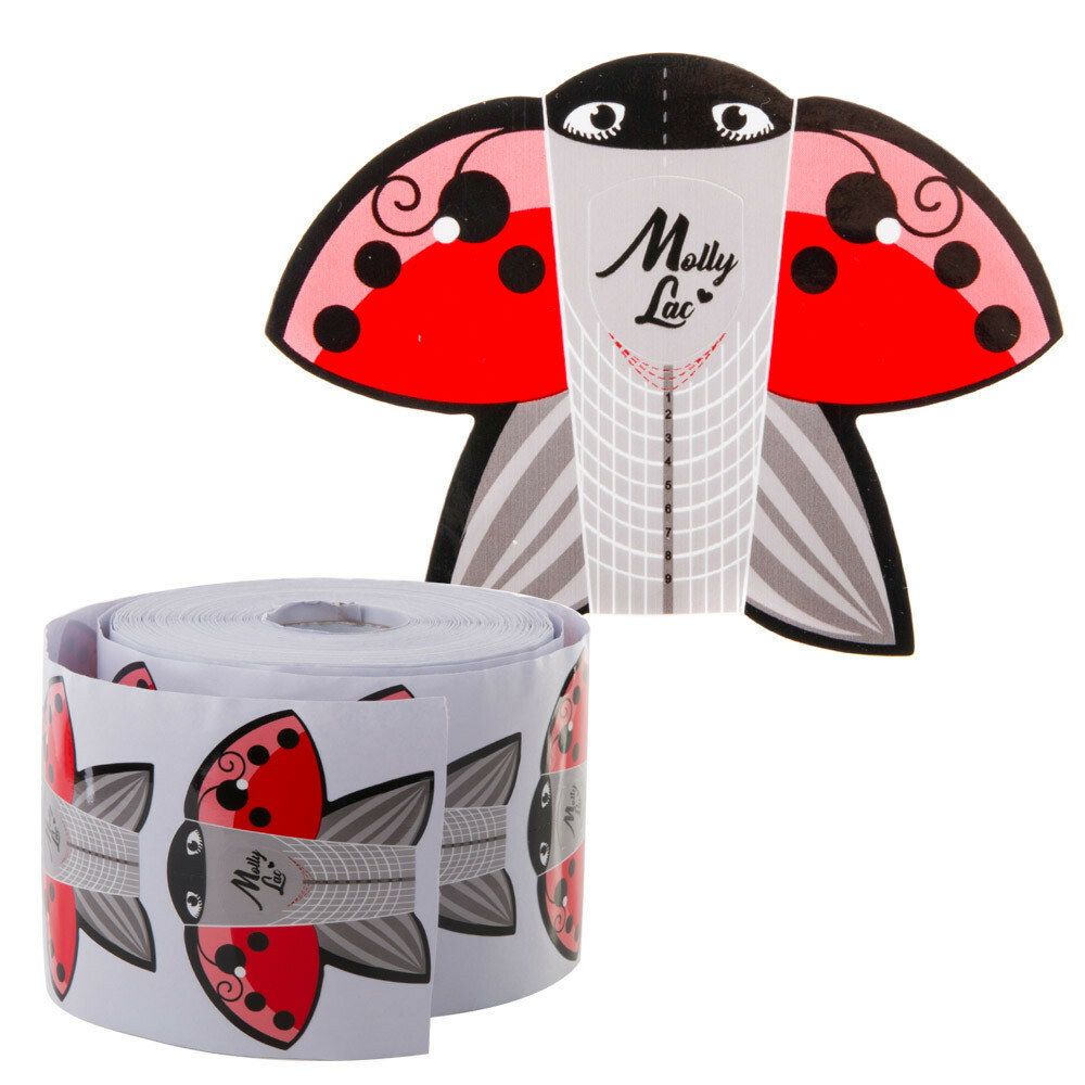 MollyLac Ladybug Nail Extensions Forms Templates UV/LED Gel 10 – 100 pcs