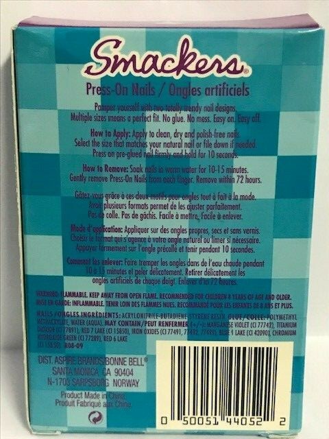 Smackers Totally Trendy Geo/Polka Dot Multi-Colo Nail Designs 24 Pre-Glued Nails