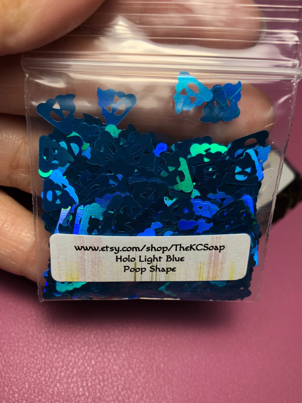 1OZ Solvent Resistant HOLOGRAPHIC LIGHT BLUE POOP Shape Glitter Epoxy US Seller