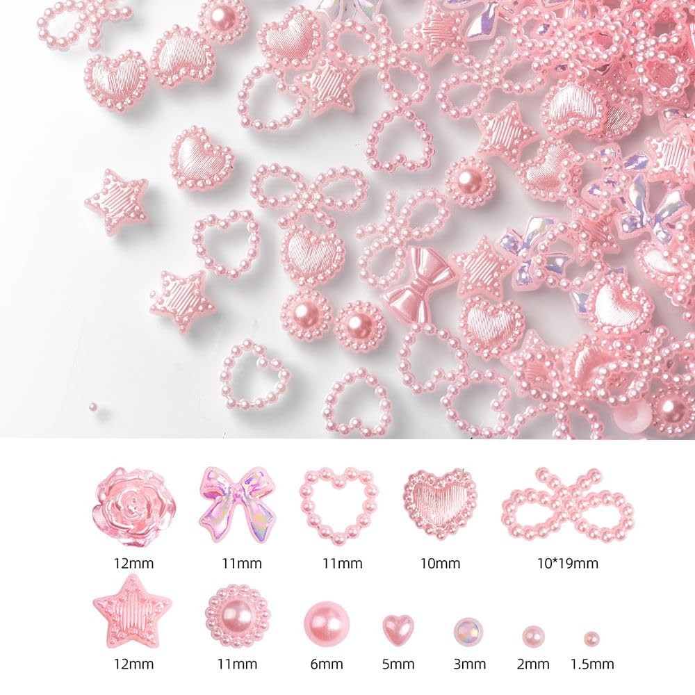 Nail Charms for Nails Design 1200PCS 3D Multi Shapes, Bow Nail Charms, Pearl …