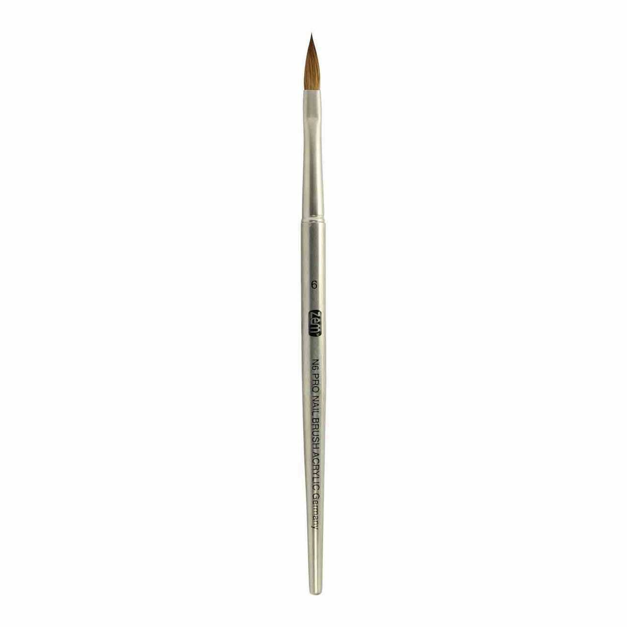 N6 PRO Gun Metal Kolinsky Sable Long Oval #6 Nail Brush
