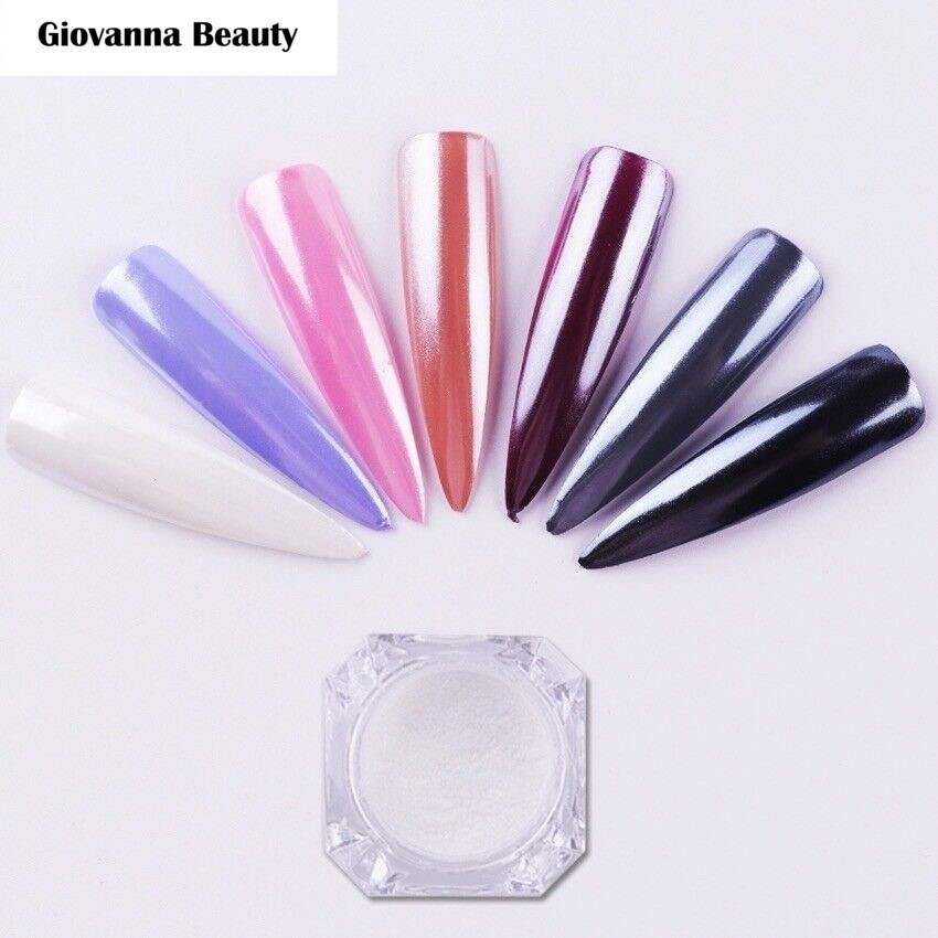 WHITE CHROME POWDER Matte Pigment Pearl Nails Glazed Donut Crystal Shiny Dust