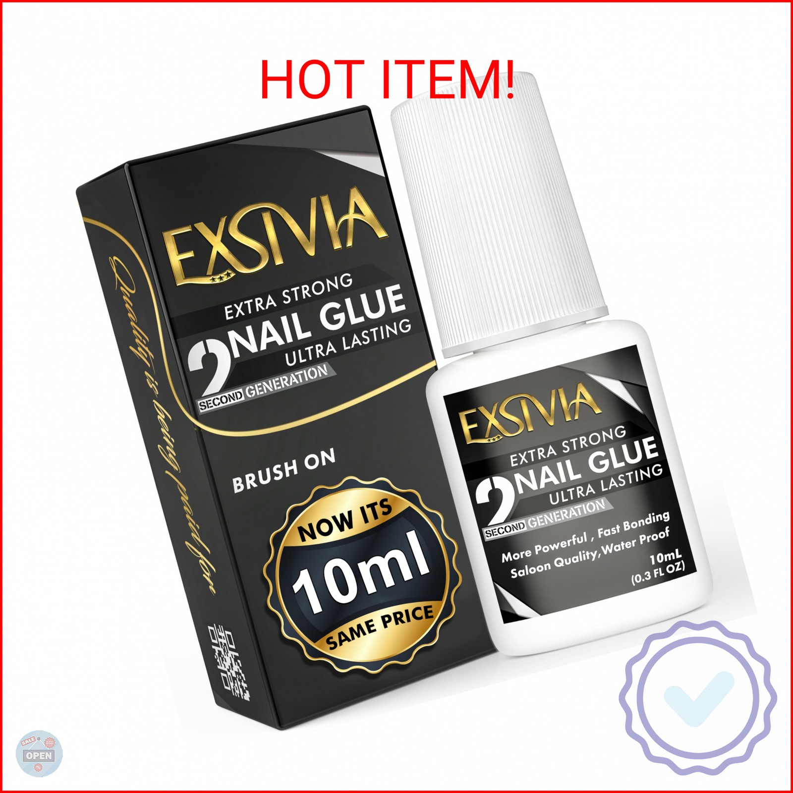 Super Strong Nail Glue for Press On Nails, Acrylic Nails & Nail Tips (10ml),Extr