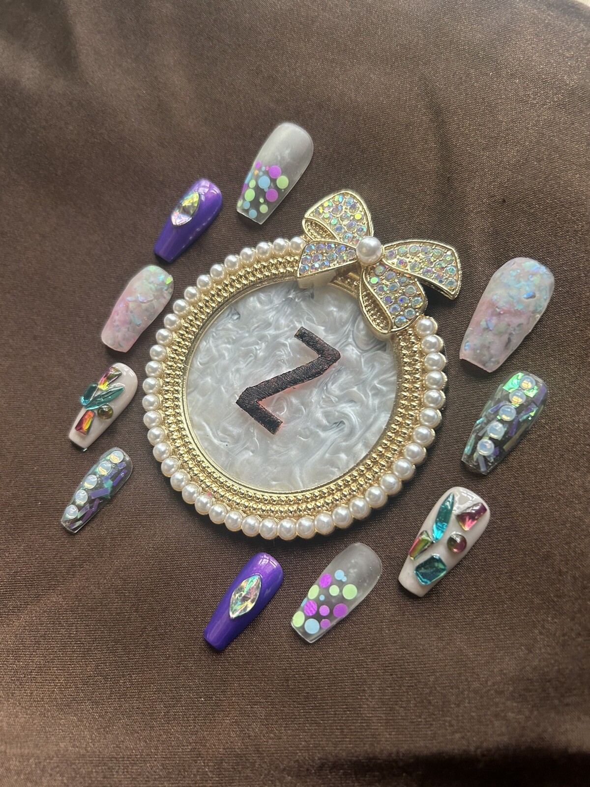 Z NAILZ! Summer Fun Eclectic Nail Design M Coffin Blue/purple Press On Nails.