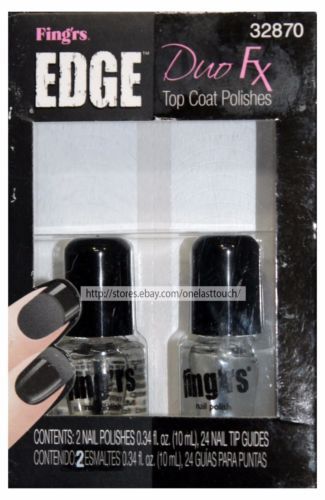 FING’RS EDGE* 2pc Set DUO FX Top Coat Polishes MATTE+GLOSSY CLEAR COAT #32870
