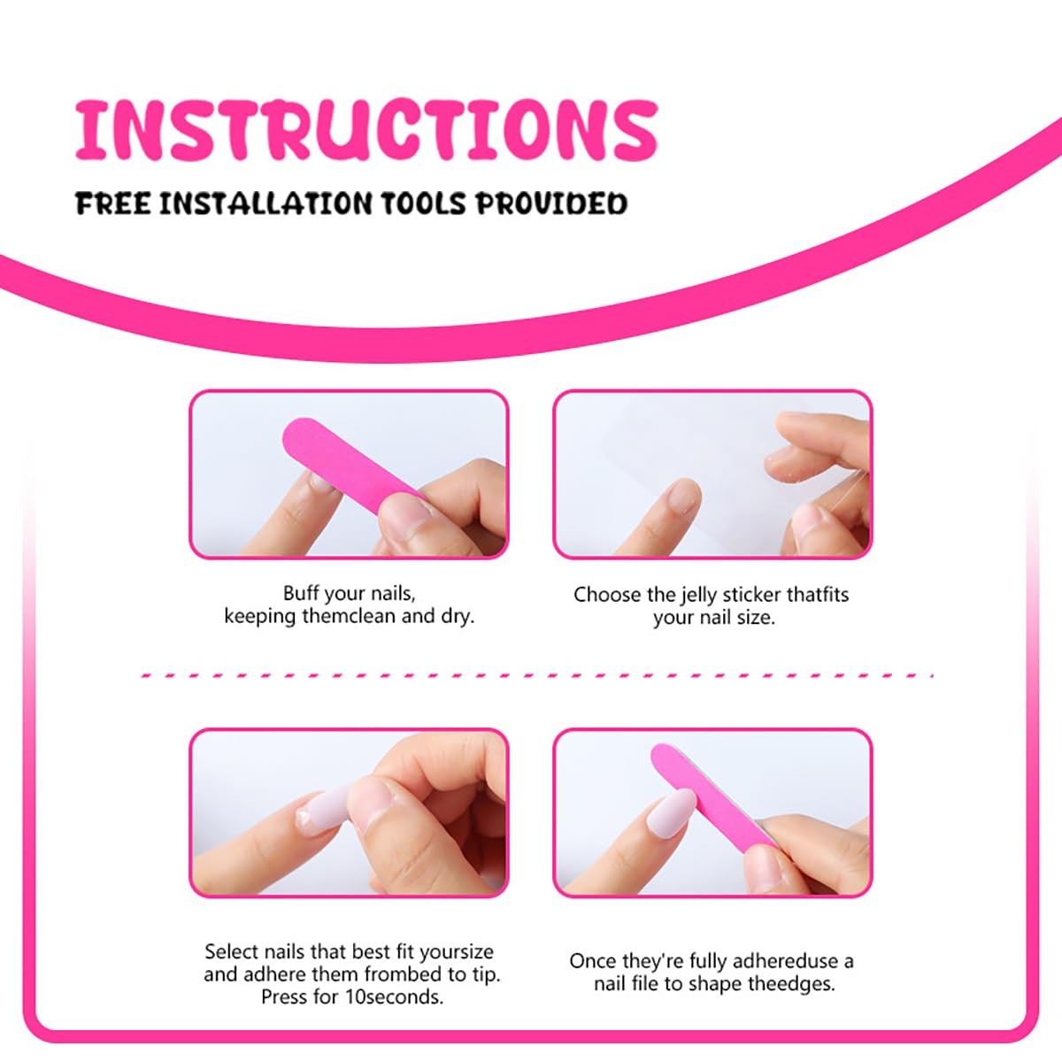 24 Pcs Red French Tip Press on Nails Short Almond with Glitter Design Valenti…