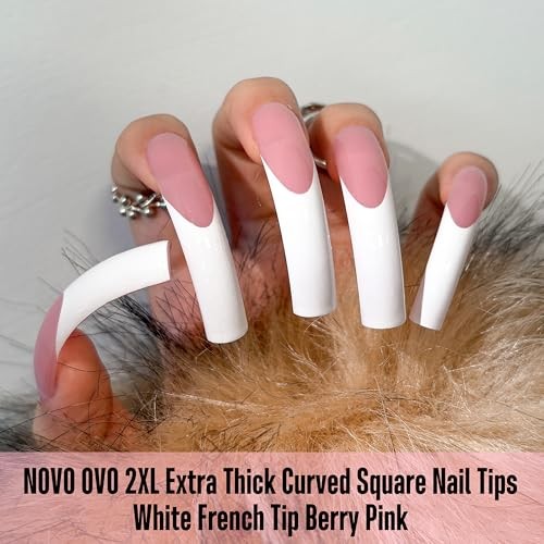 XXL Curved Square White French Curved Square White French Tip Nail Tips 144
