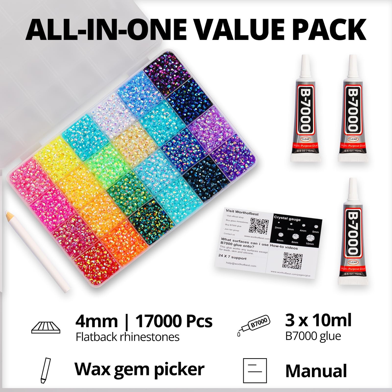 17000Pcs Resin Rhinestones for Bedazzling Crafting, 4mm Jelly Multicolor Beda…