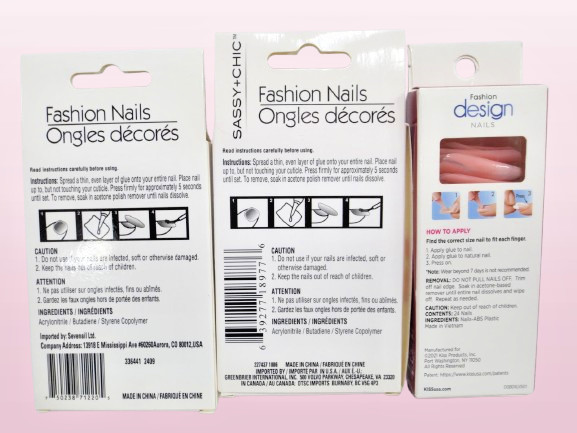 SASSY+CHIC & KISS FASHION DESIGN NAILS PRESS-ON FAKE NAILS 3PACKS BOXED