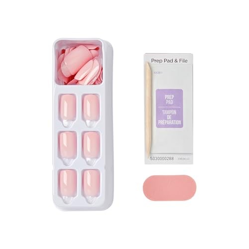 Kiss No Glue Mani Press On Nails, Color, ”, 30 Count (Pack of 1) Pick me Pink