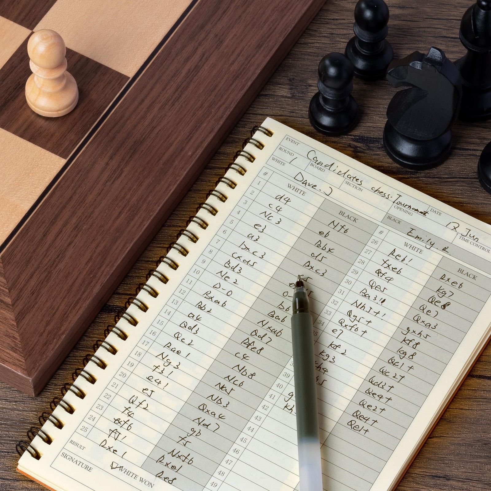 A&A 2 Pack Chess Scorebook, 50 Games Recordable, 100 0.6 square inches, Brown