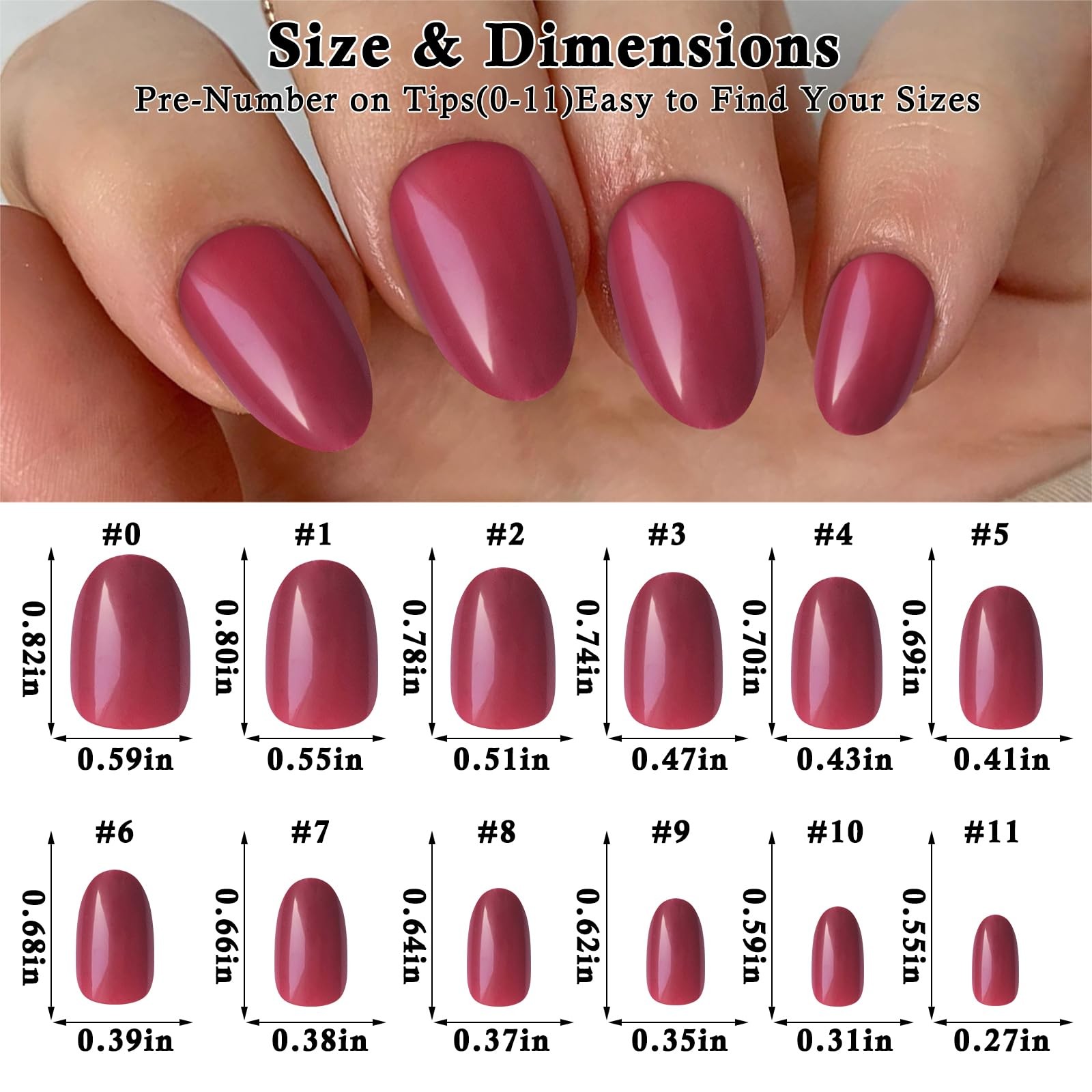Short Press on Nails Almond Fake Nails, 240 Round Almond Press on Nail Short …