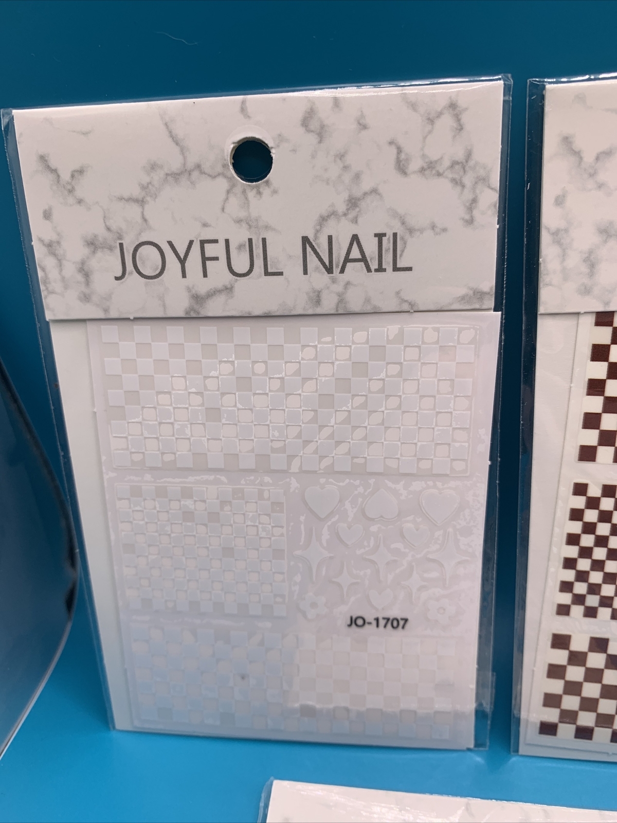 Joyful Nail 5 Sets of Nail Stickers Decals Black White Brown Blue Square Heart!!