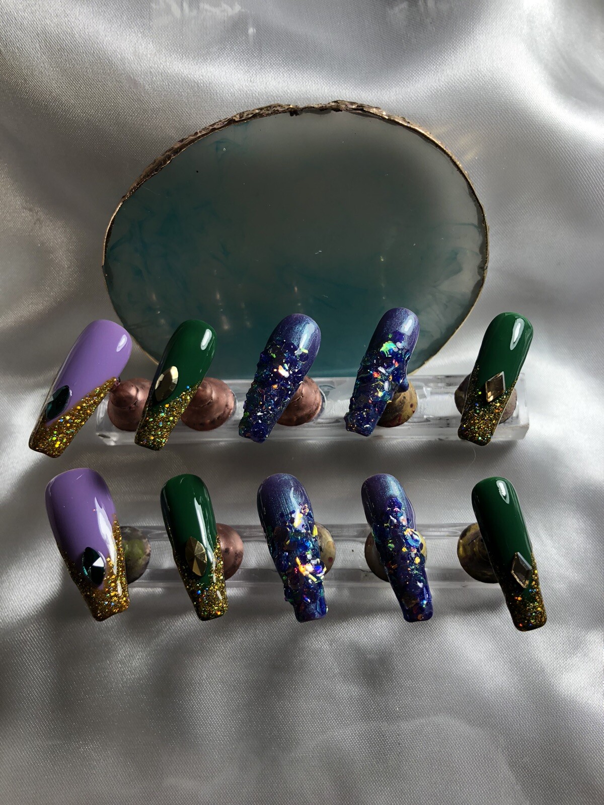 Z-NAILZ!|Mardi Gras Press On Nails|Custom Nails|Handmade Nails|Fake Nails