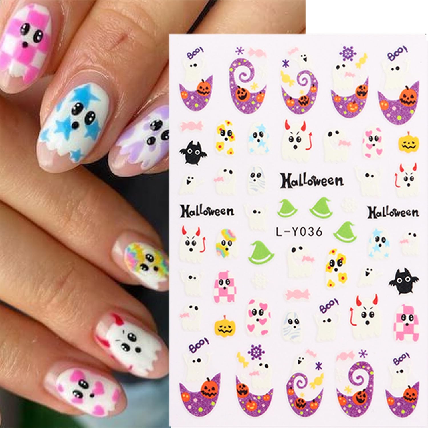 Halloween Nail Stickers for Nail Art Glow in The Dark 3D Self-Adhesive Supplies