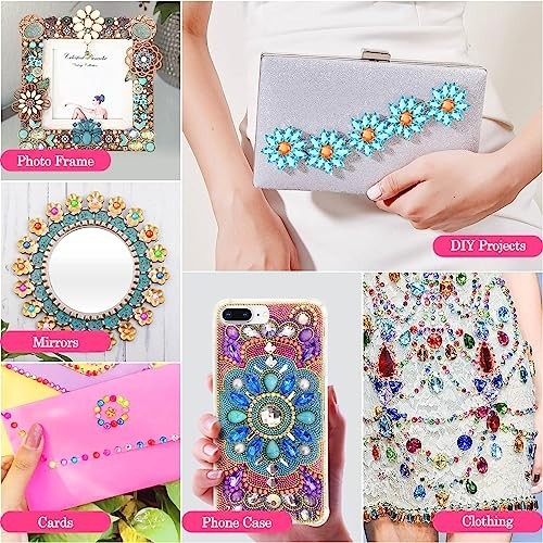 1200Pcs Craft Gems & 2 B7000 Jewelry Glue – Flat Back Sequins, Rhinestones, Gems