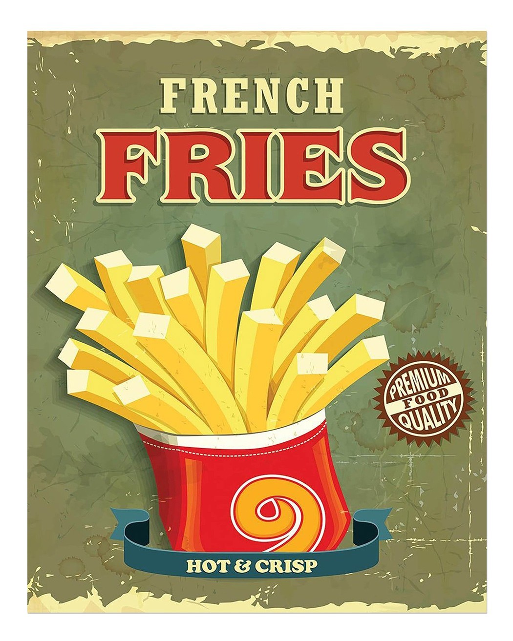 Retro French Fries Poster Wall Art – Vintage Kitchen Decor Home Decor