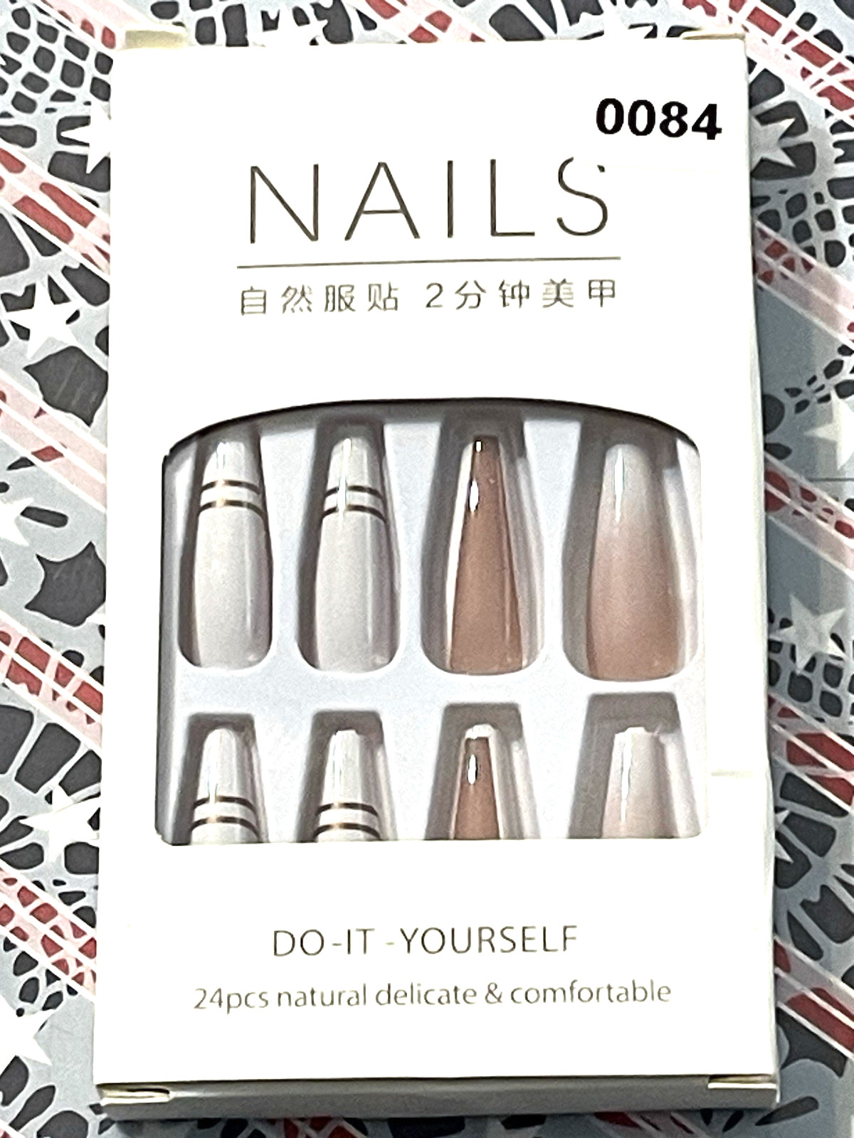 Nails Do It Yourself WHITE & NUDE OMBRÉ & NUDE with SQUARE FRENCH OUTLINE Fake