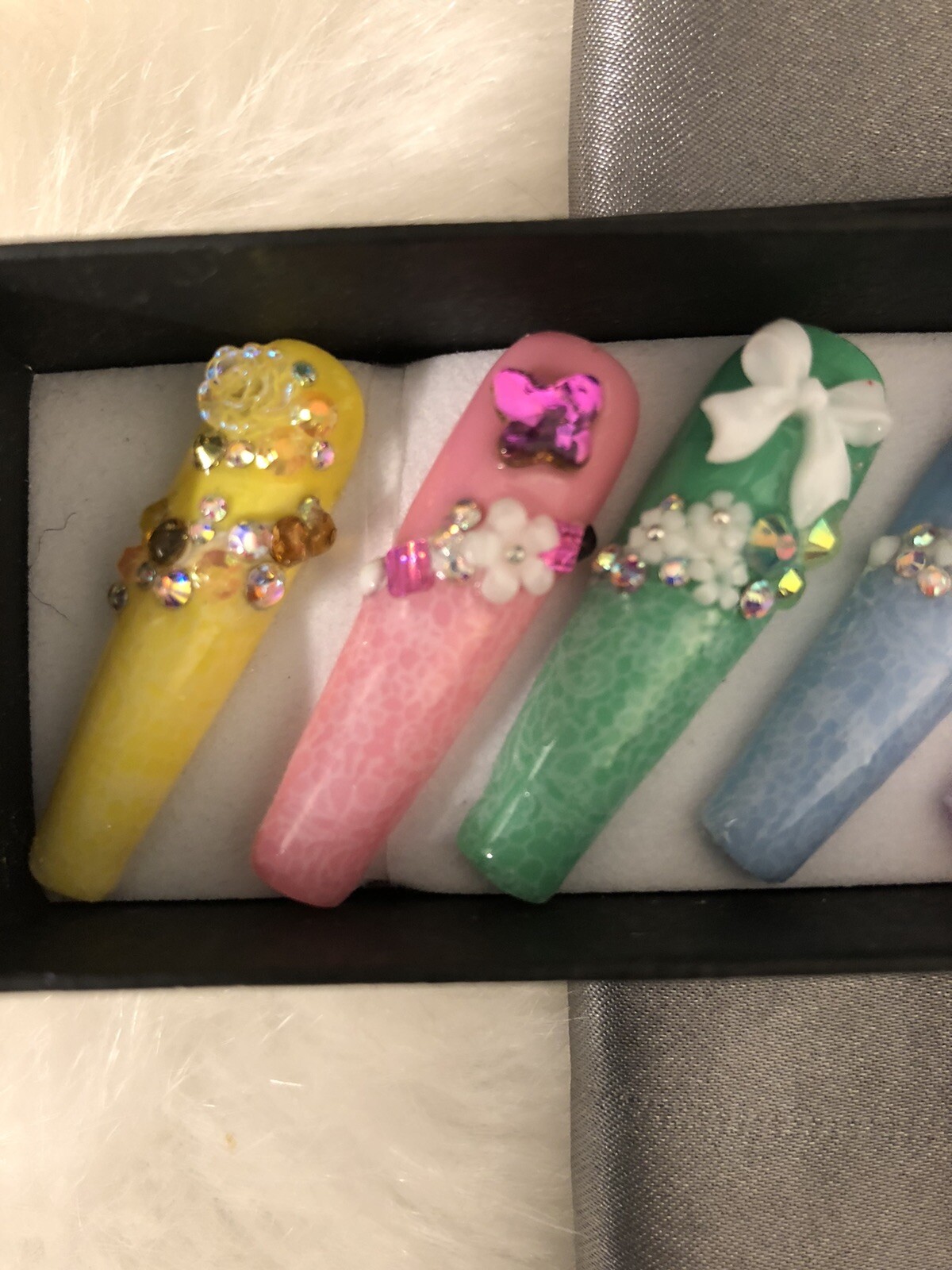 Z NAILZ! Gorgeous Set Of Handcrafted Custom XL Mixed Pastel Ballerina Press Ons