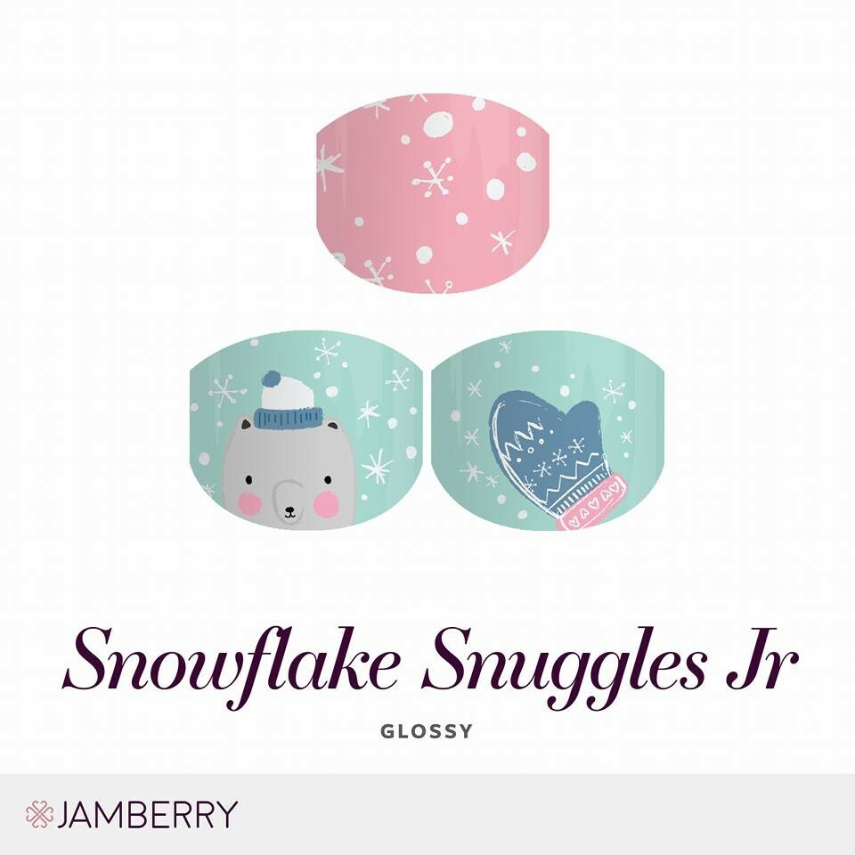 Jamberry Nail Strips – Snowflake Snuggles Jr. – Mittens – Teddy Bear – Full Sh.