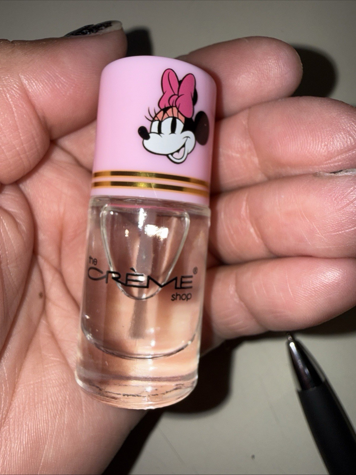 The Crème Shop Minnie Mouse Nail Polish Clear 0.21 Oz Logo Bottle Clear Pink