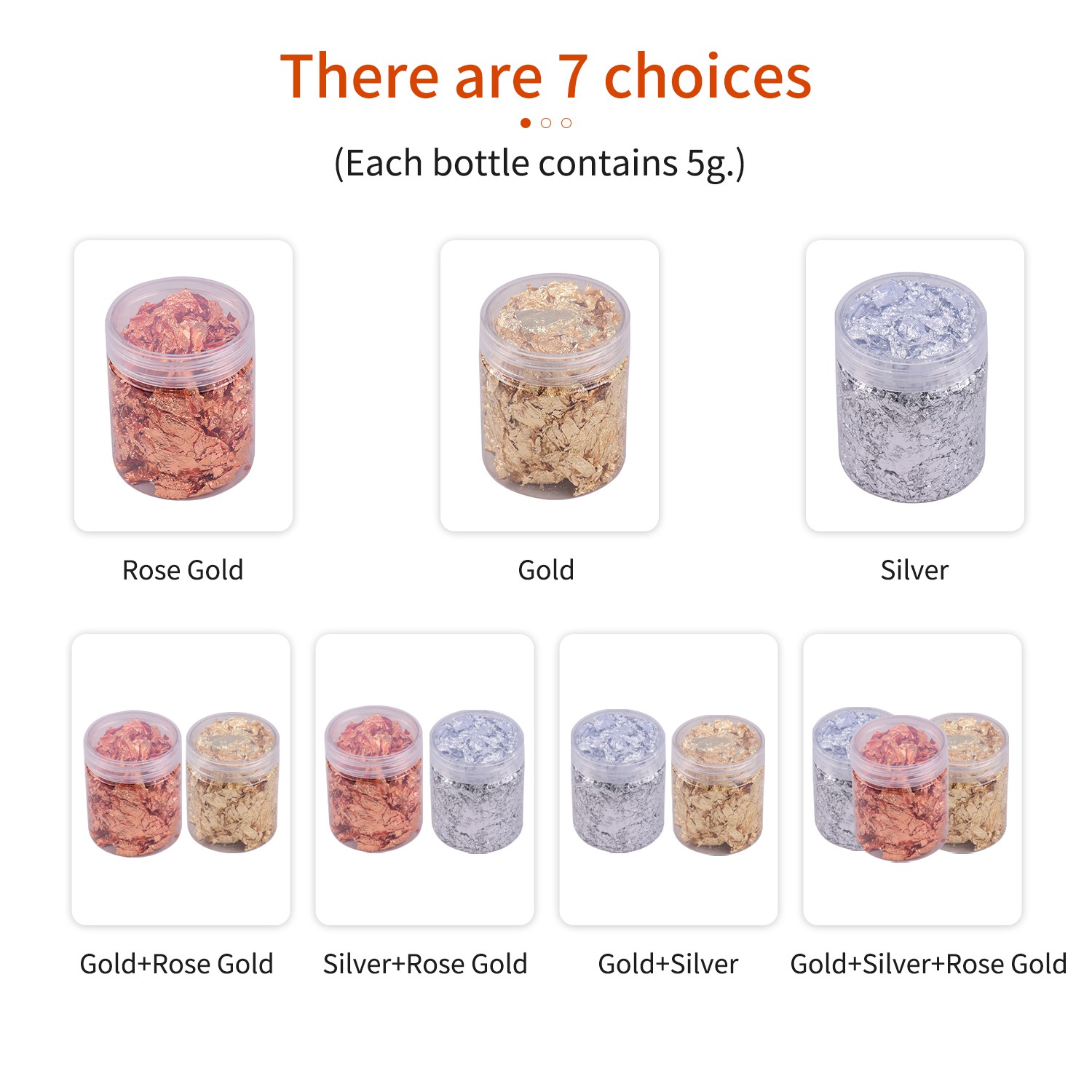 5g Per Color Imitation Gold Foil Flakes 3 Bottles Metallic Foil Flakes For CZDY