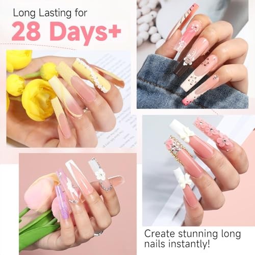 Long Square Gel Nail Tips XXL: Pre shaped Full Cover Gel Tapered Square