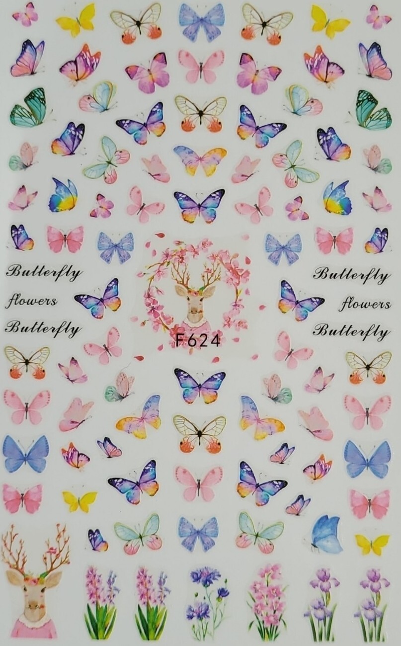 Butterfly Flowers nail art stickers