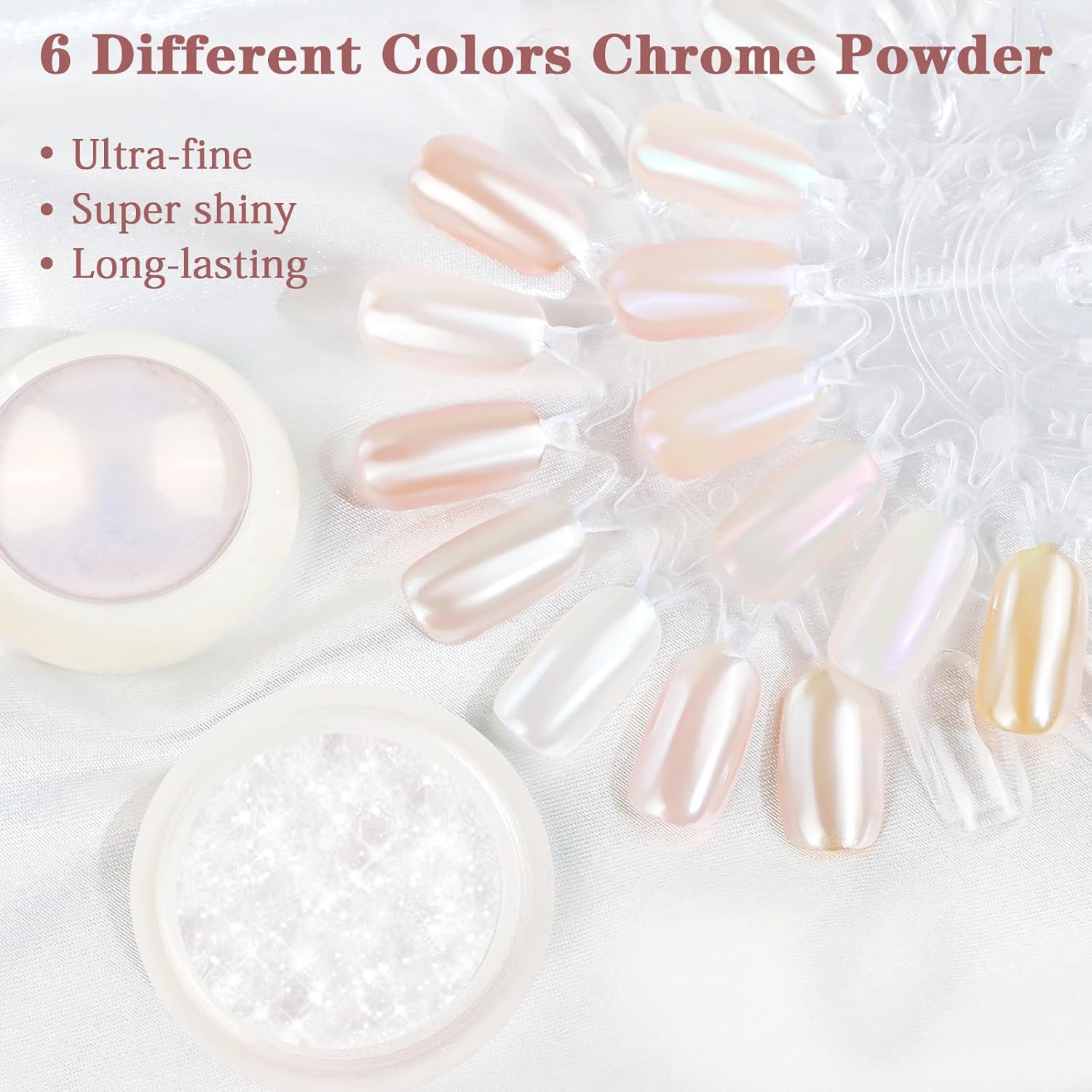 Pearl Chrome Nail Powder -【0.8G Super Pearl Effect】Chrome Powder for Nails Iride