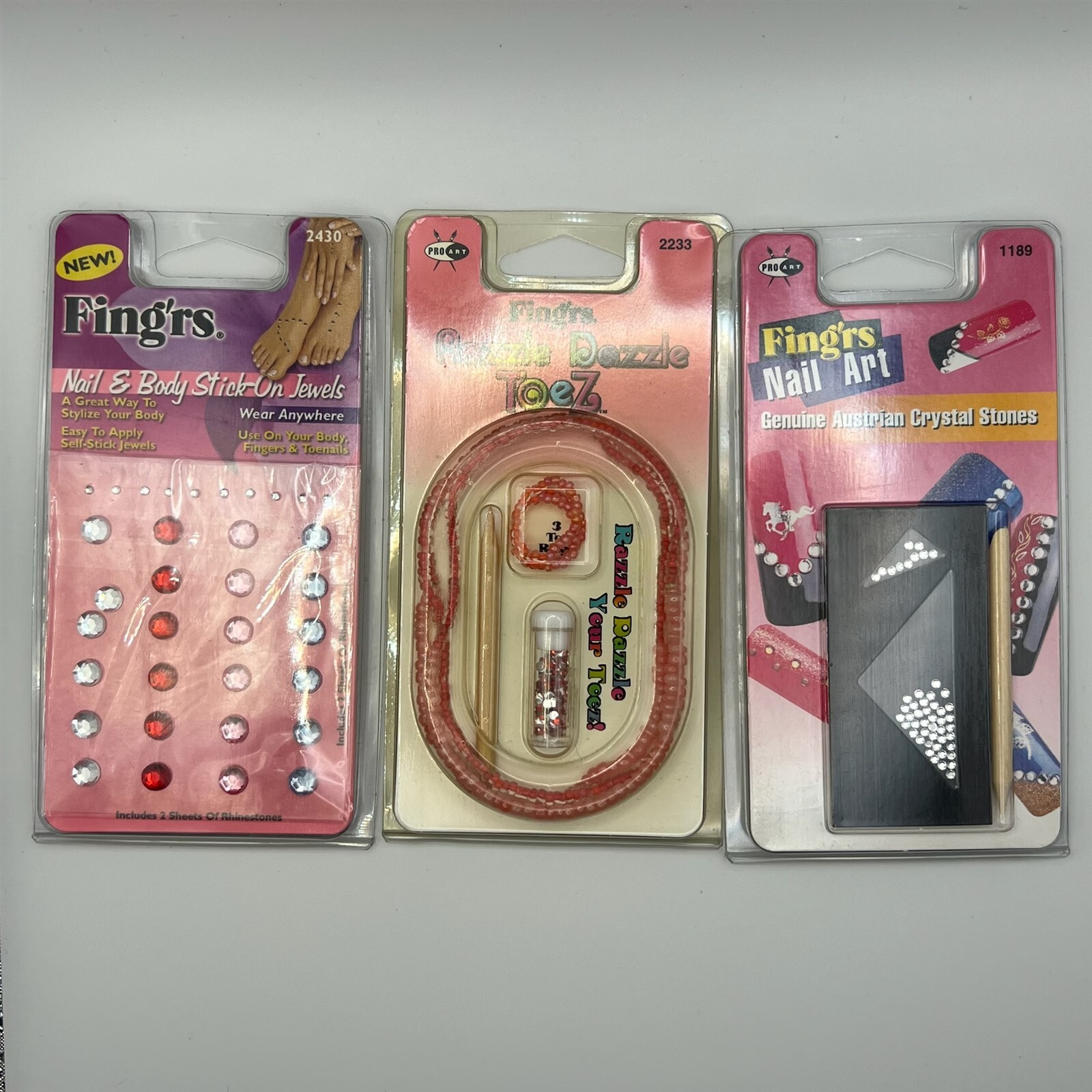 Fing’rs Nail & Body Stick-On Jewels/Razzle Dazzle Toez/Crystal Stones (LOT of 3)