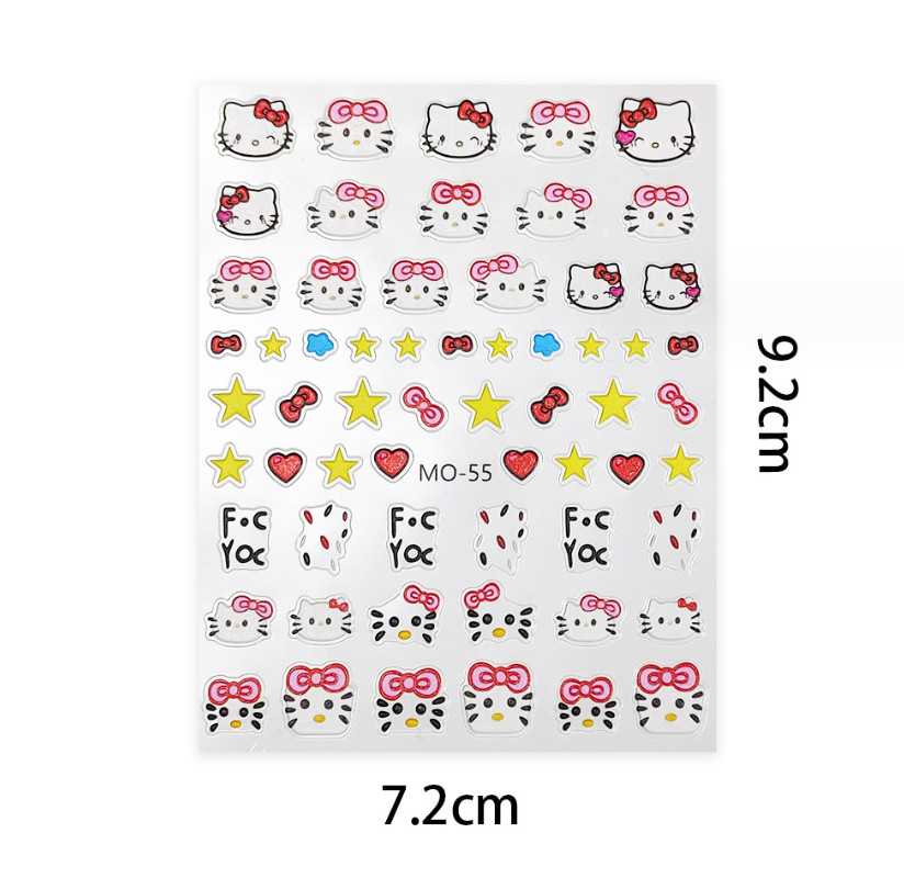 5D Anime Kawaii Sanrio Hello Kitty Star Heart Bow Nail Stickers Adhesive NH22