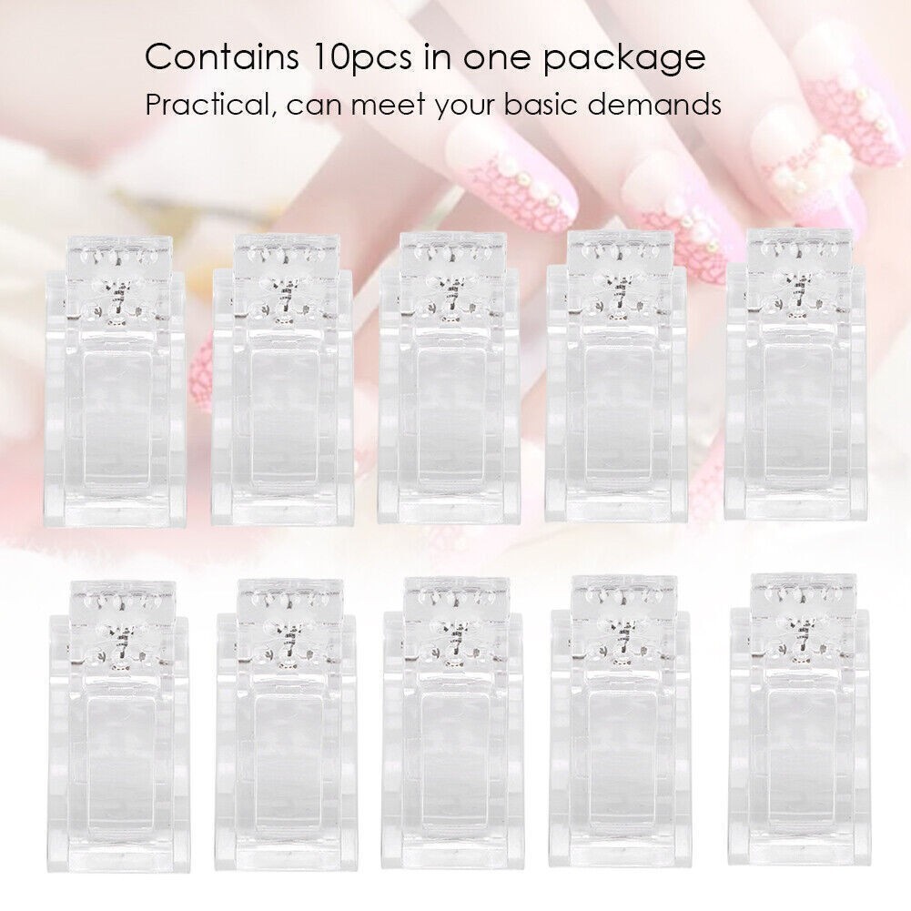 10pcs / Set Transparent Nail Tips Clips Quick Building Mold Clips Nail